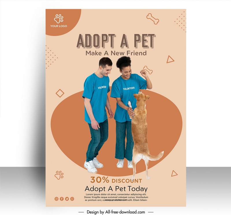 adopt a pet poster template dynamic playful people dog 