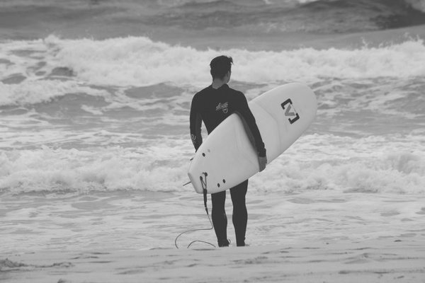 adult beach black and white coast fashion female man