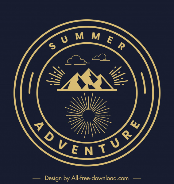 adventure camping logotype dark classic flat mountain design