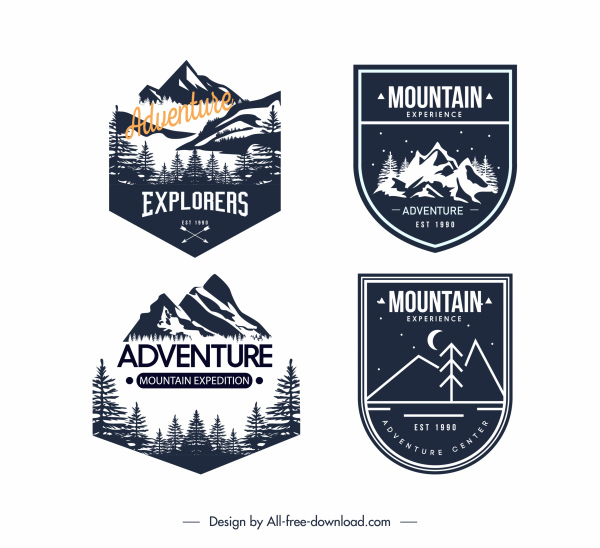adventure exploration camping logotypes retro dark design