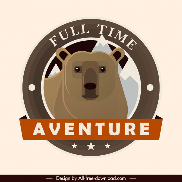 adventure label template wild bear sketch classic design