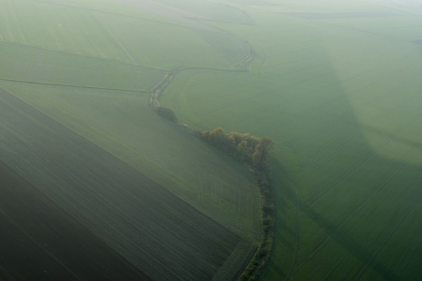 aerial agriculture disaster down farm field fog