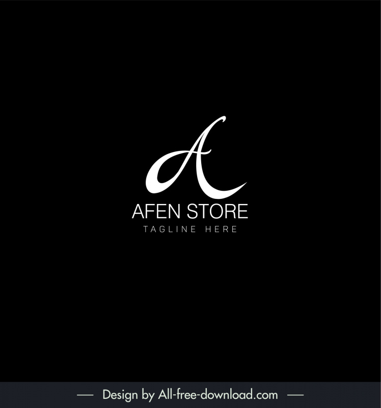 afen store logo template dark contrast black white stylized text outline  
