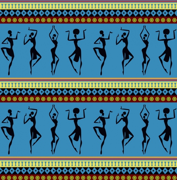 africa background dancing human silhouette repeating style 