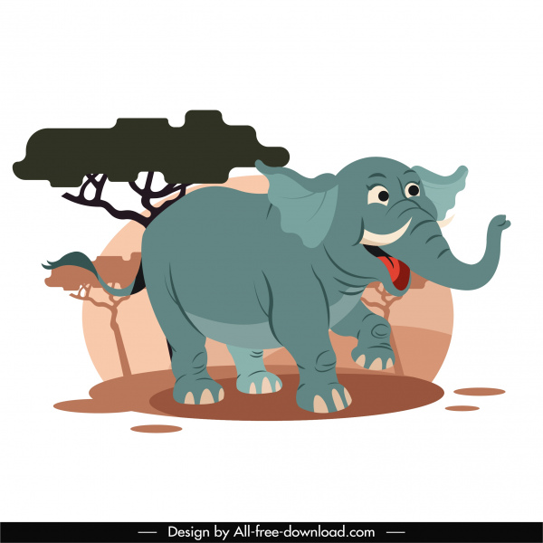 african elephant painting cute cartoon sketch