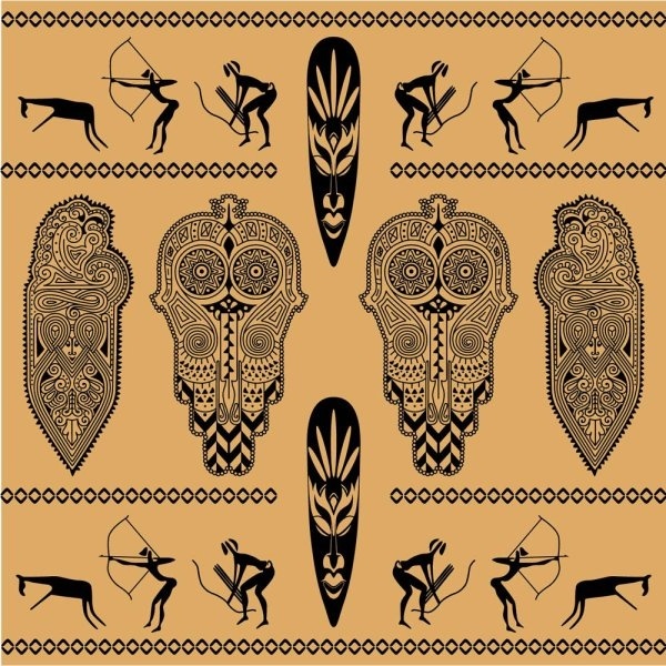 african ethnic background decoration 02 vector