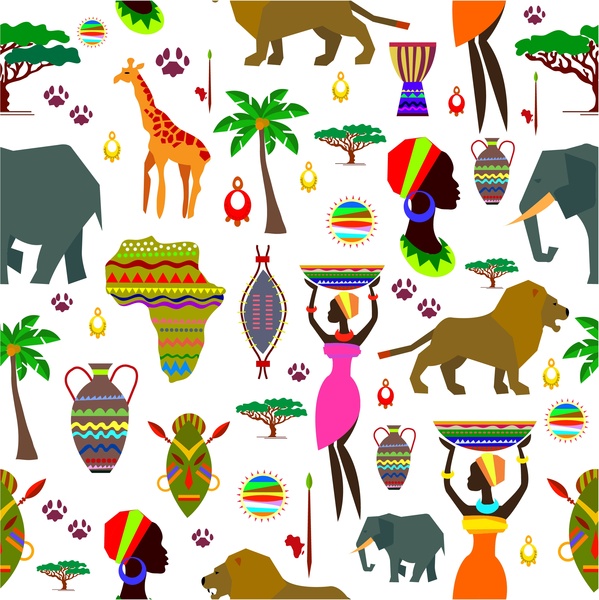 african repeat pattern illustration in flat color style