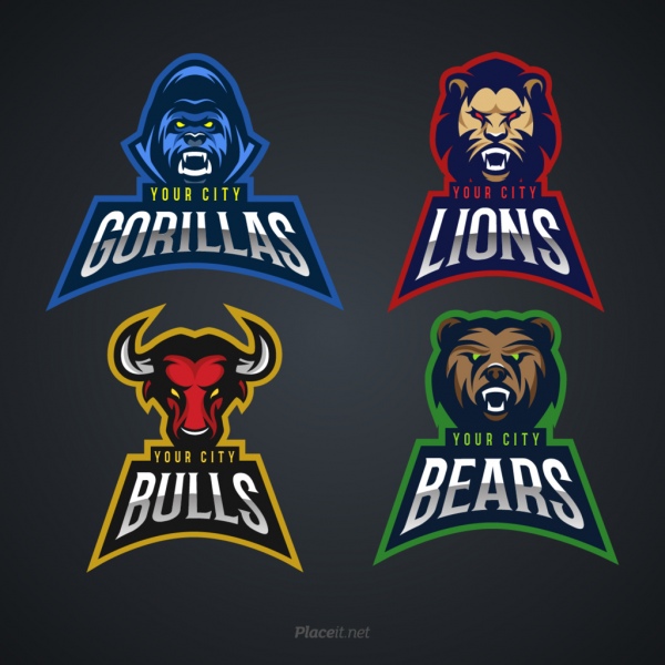 aggressive animals sports logo vectors