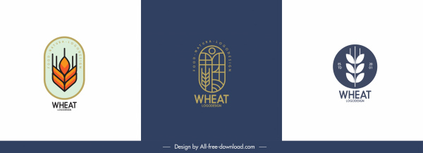 agricultural product logo templates wheat sketch flat classic