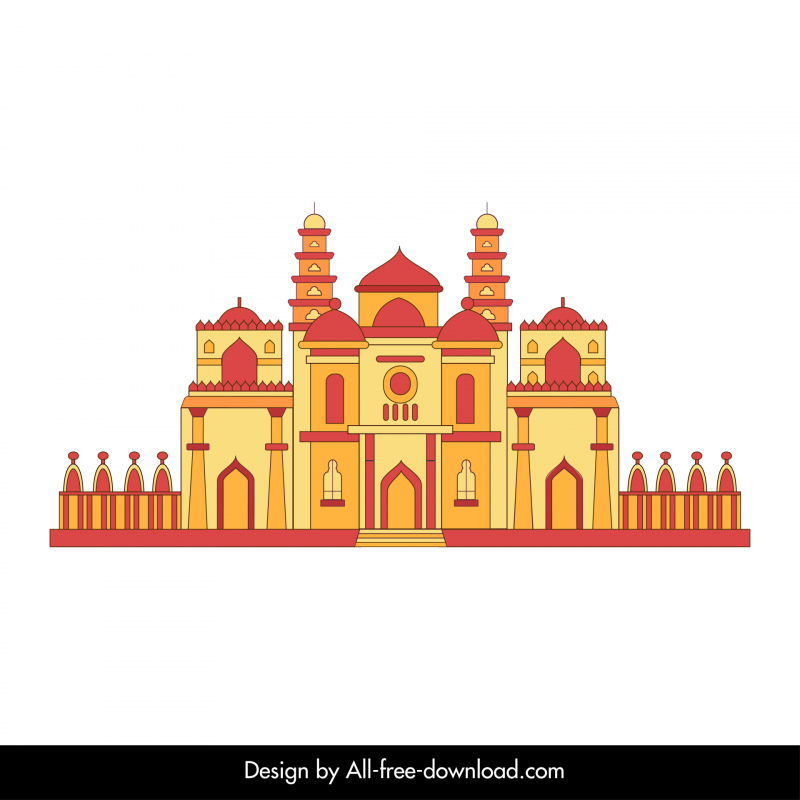 ahmedabad building icon elegant classical symmetric outline 