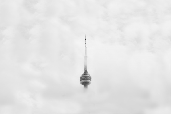 aircraft black and white city daytime fog light