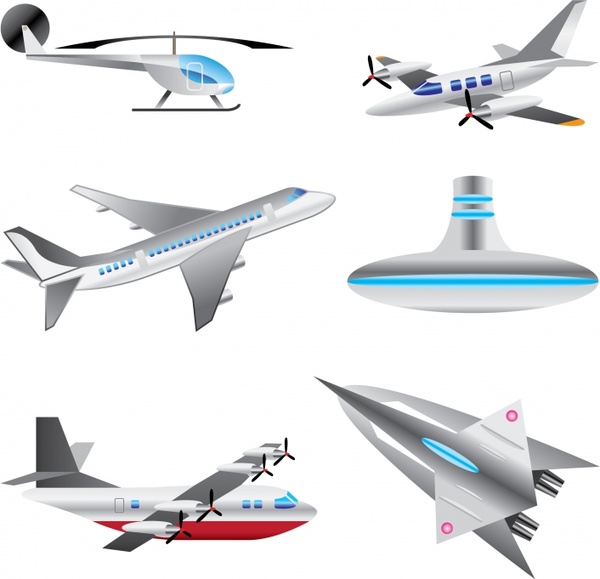 transportation icons modern aircraft submarine jet helicopter types