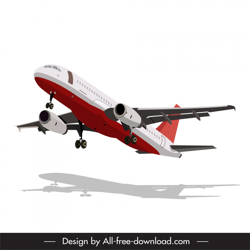 airplane icon dynamic 3d flying sketch