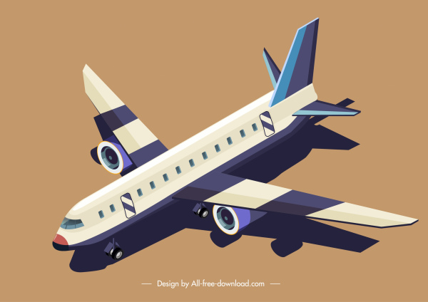 airplane icon modern design 3d sketch