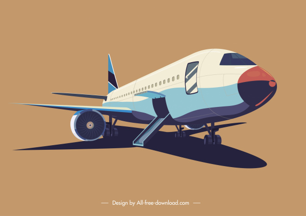 airplane icon modern design colored 3d sketch
