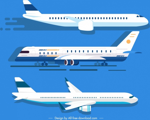 airplane icons white modern design