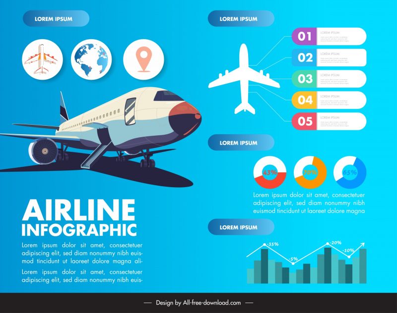 airplane infographic template modern design 