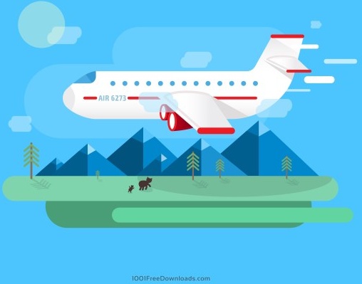airplane with travel vector
