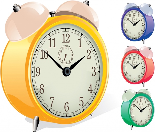 alarm clock icons modern colored 3d design