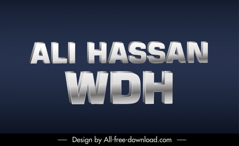 ali hassan wdh text effect backdrop modern 3d shadow design 