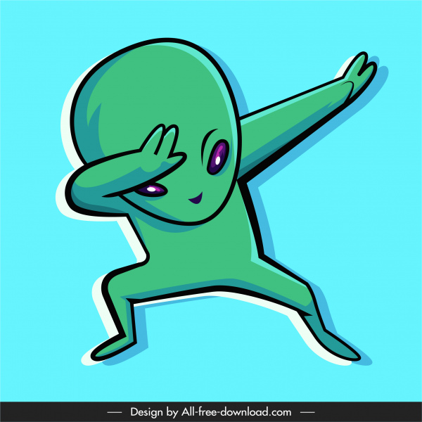 alien icon funny gesture handdrawn cartoon character sketch 