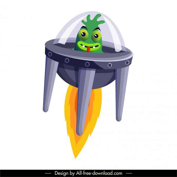 alien spacecraft icon motion cartoon sketch
