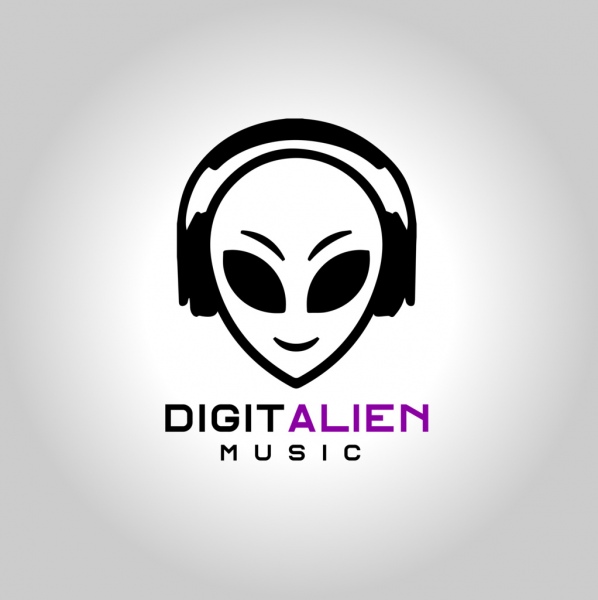 alien with headphone music logo