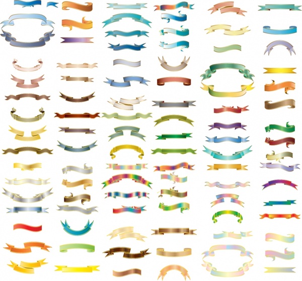 ribbon templates collection modern colorful shapes sketch