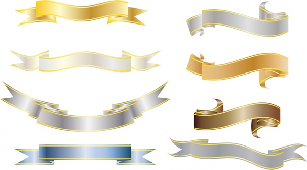 decorative ribbon templates modern shiny dynamic 3d sketch