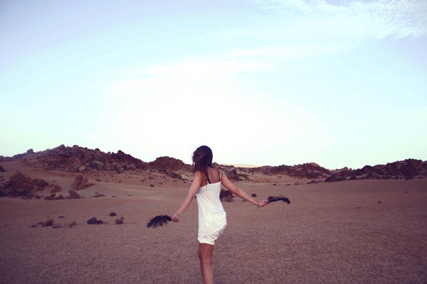 alone beach camel child desert dry girl landscape