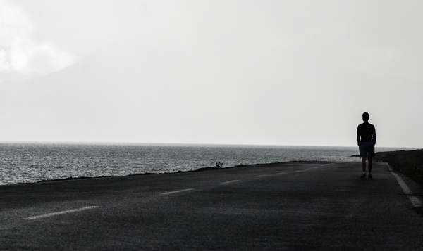 alone beach coast fog island landscape lonely mist