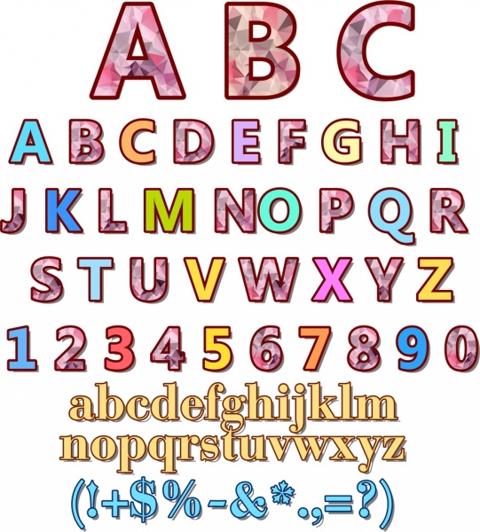 alphabet backdrop colorful polygonal decoration