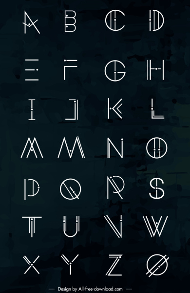 alphabet background contrasted flat classical sketch