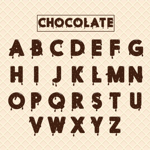 alphabet background melting chocolate decoration