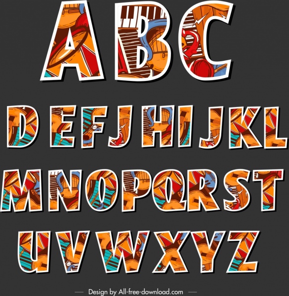 alphabet background music instrument decor flat design