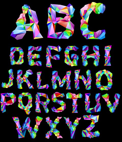 alphabet colorful geometric shapes fonts vector