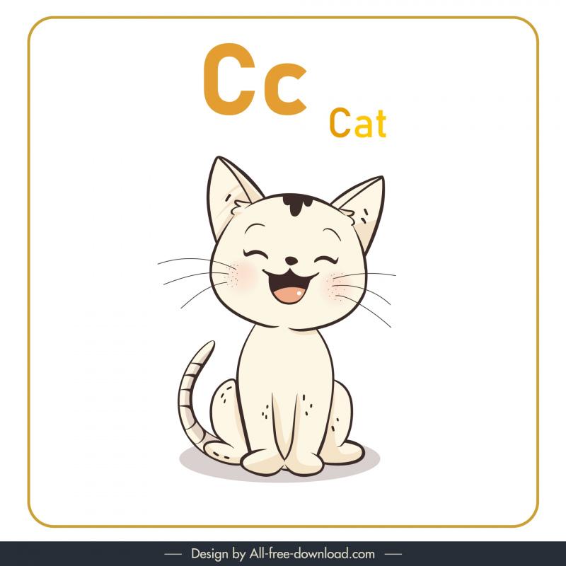 alphabet letter c design elements cute dynamic cat 