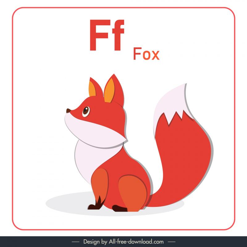 alphabet letter f design elements flat cute fox 