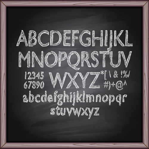 alphabet with numbers and chalkboard vector