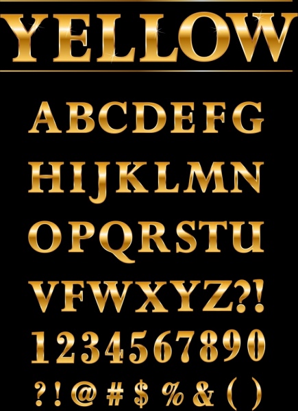alphabets background shiny yellow design