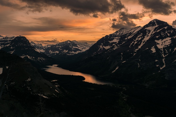 alpine alps cloud dawn evening glacier lake