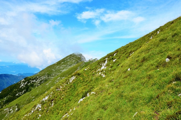 alps cloud daytime grass high hiking hill landscape