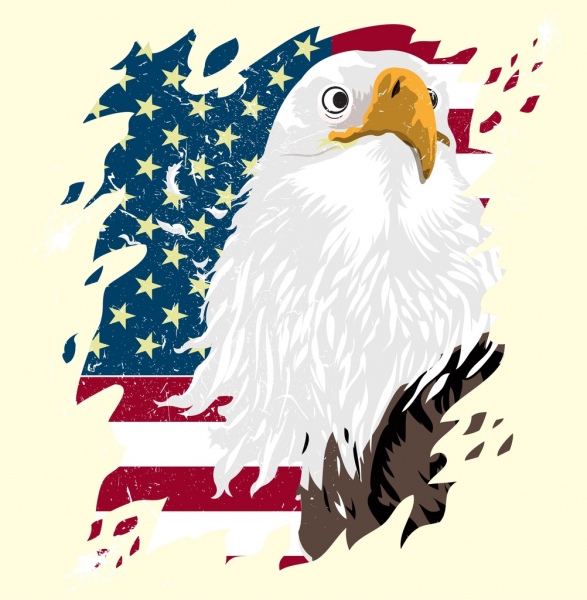 america background flag eagle icons multicolored decor