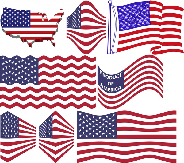 America flags vector illustration with various shapes Free ...