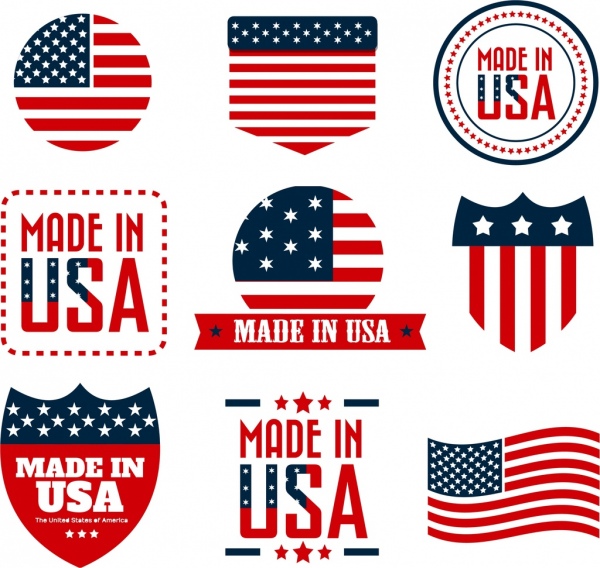 america labels collection colorful flags decoration