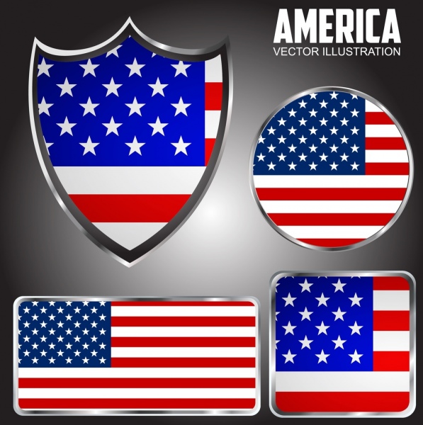 america labels collection flag backdrop geometric design