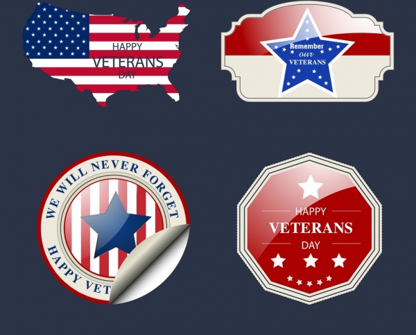 america labels collection stars flags map icons