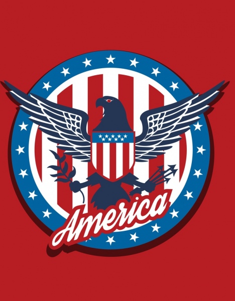 america logotype red stripes eagle stars text decoration