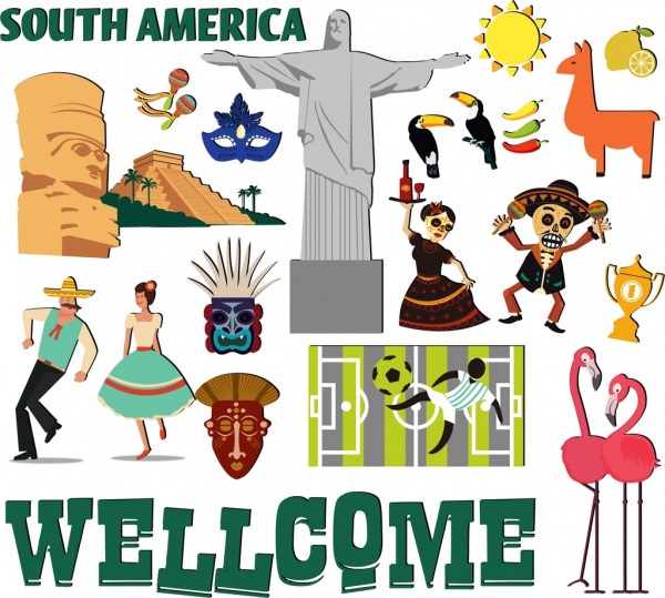 america travel design elements national symbols icons