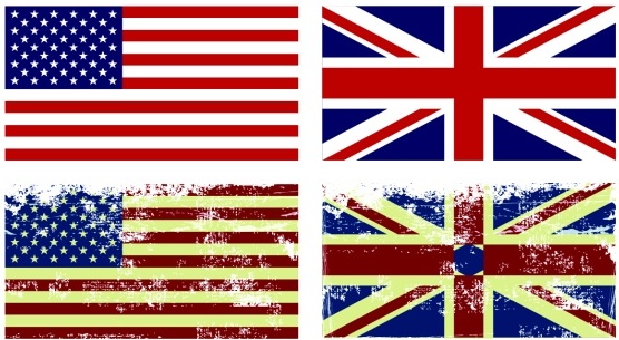 american and british flag vintage vector